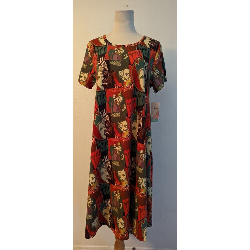 New Lularoe Disney sz M Carly Dress Snow White Evil Queen multi color knit 2679